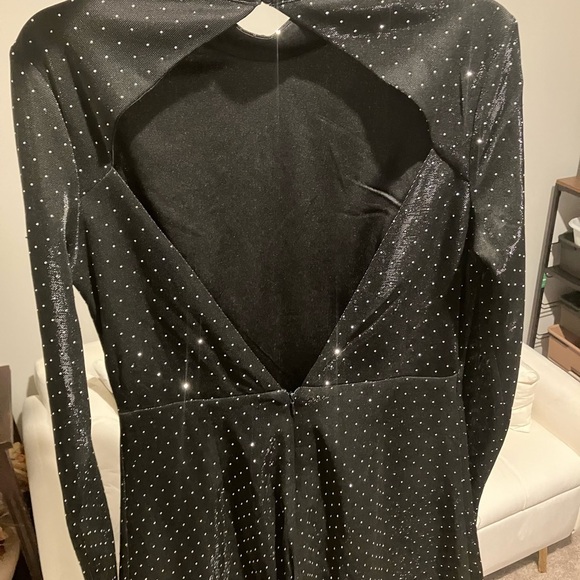 Lulu's Shimmering Black Polka Dot Blouse - Picture 2 of 3